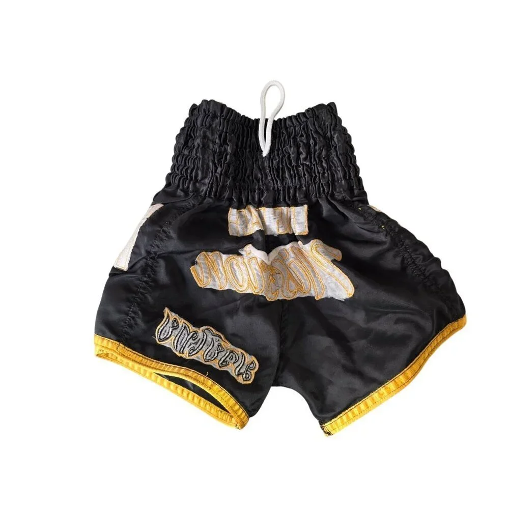 Combat Corner CRNR Boxing Shorts Black Gold Youth Sz S Muay Thai New